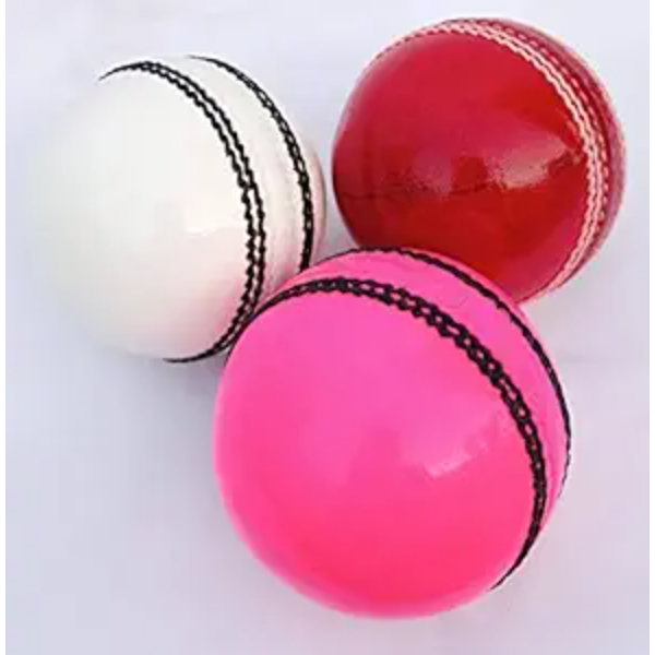 New Test Cricket Leather Ball Multi Color Hardball Cricket Ball for Practice, Match, Academy, and Tournament -(Pack of 3 Ball)