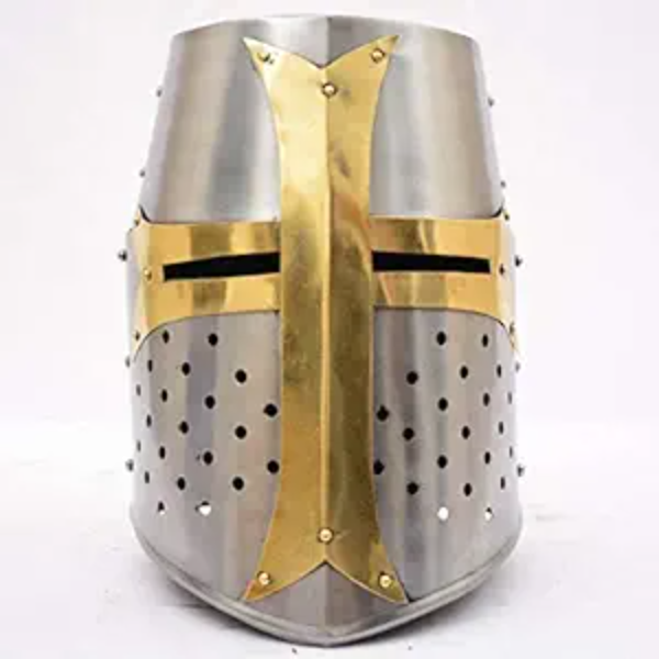 Medieval Knight Armor Crusader Templar Helmet Helm with, Mason’s Brass Cross