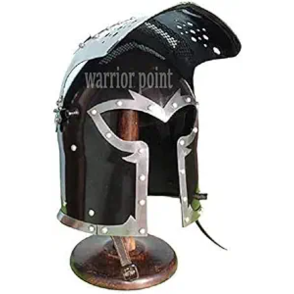 Medieval Barbuta Viking Knight Helmet | Black Visored Barbute Helm Armor SCA LARP Replica