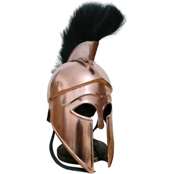 WARRIORPOINT Medieval Greek Corinthian/Spartan/Roman Wearable Adult Metal Copper Finish Helmet With Free Helmet Stand-Use Best Gift And Parties