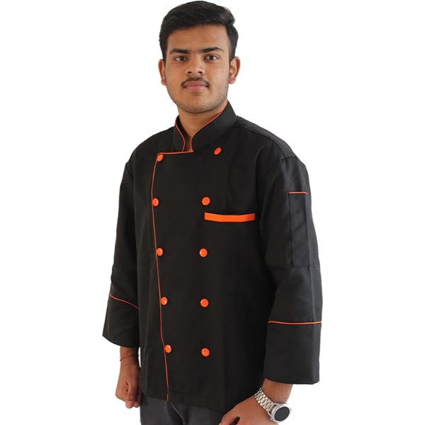 New Executive Contrast Piping Men’s Chef Coat Unisex Chef’Jacket With Exp Ship