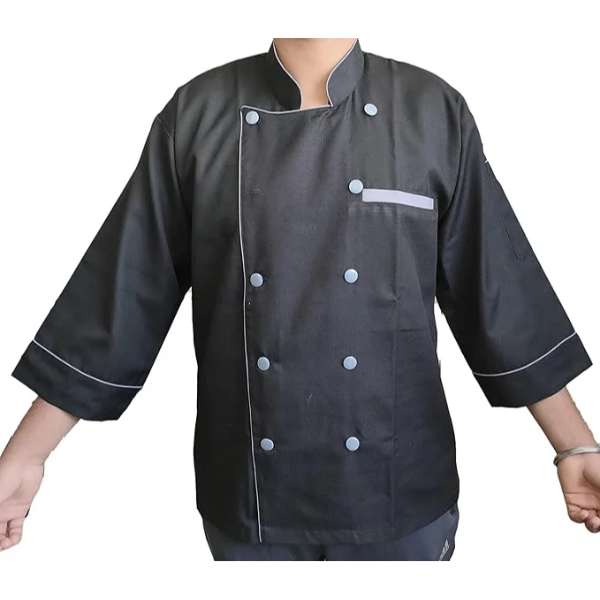 New Executive Contrast Piping Men’s Chef Coat Unisex Chef’Jacket With Exp Ship