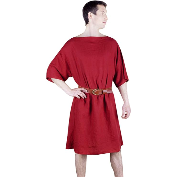 The Renaissance Medieval Roman/Greek Men’s Full sleeves cotton Red Tunic (Size-XXS-7XL)