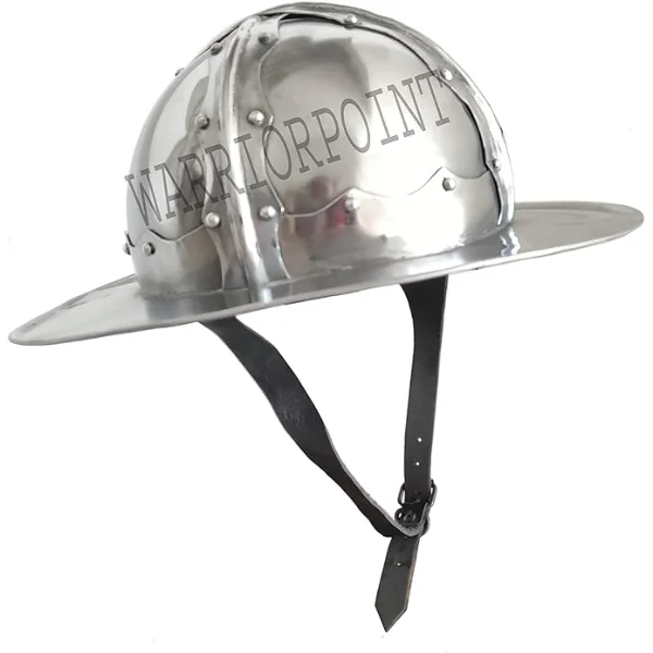 warriorpoint 18 GAUGE,Medieval Italian Kettle Metal Battle Ready Helmet With Free Leather Liner