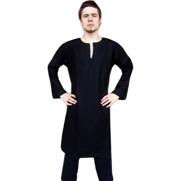 The Renaissance Medieval Roman/Greek Men’s Full sleeves cotton Black Tunic (Size-XXS-7XL)