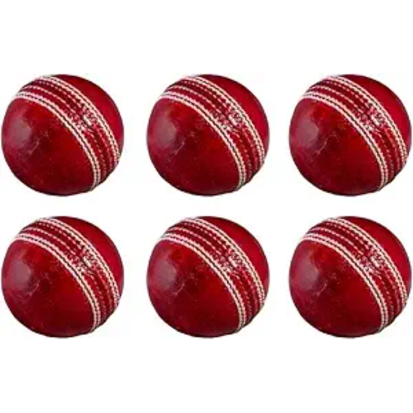 4 Piece Ball Tournament Red Leather Ball for Practice, Match, Academy, and Tournament, Cricket Ball Red Leather(Pack of 6)