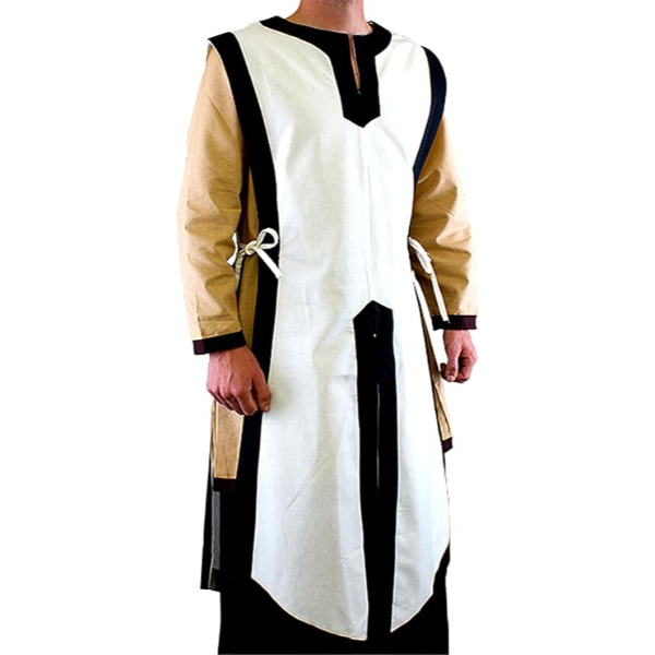 The Renaissance Medieval Roman/Greek Men’s Full Sleeves/ WhiteTunic Black Strip (Size-XXS-7XL)