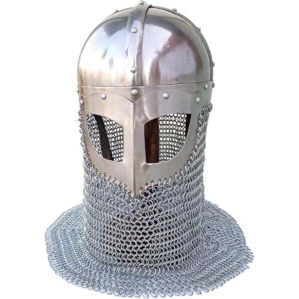 Historial Medieval Viking Helmet Battle Armor,18 Gauge Steel +Chainmail Aventail