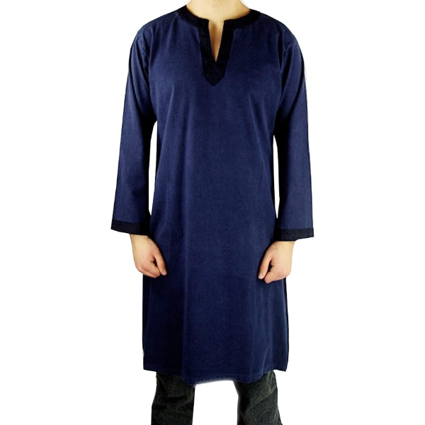 The Renaissance Medieval Roman/Greek Men’s Full sleeves cotton Navy Blue Tunic Black Strip (Size-XXS-7XL)