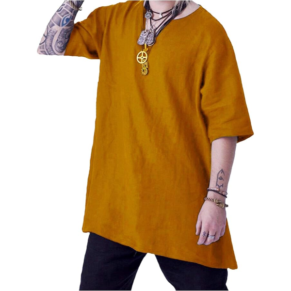 WARRIORPOINT The Renaissance Medieval Roman/Greek Men’s Full sleeves cotton Yellow Tunic (Size-XXS-7XL)