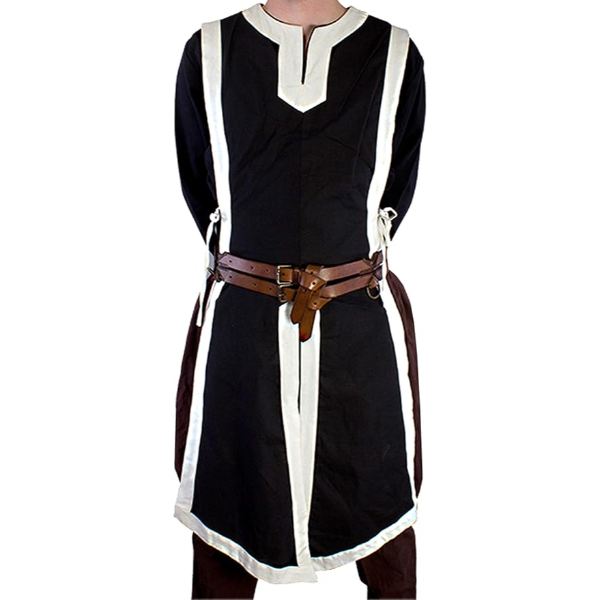 The Renaissance Medieval Roman/Greek Men’s Full Sleeves/ Black Tunic White Strip (Size-XXS-7XL)