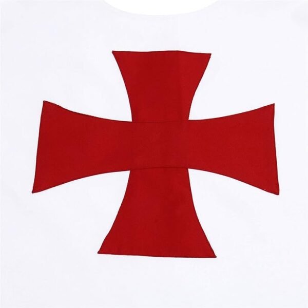 The Medieval Templar Tunic Men's White sleeveless Outwear Dress With Red Templar (Size-XXS-7XL) - Image 2