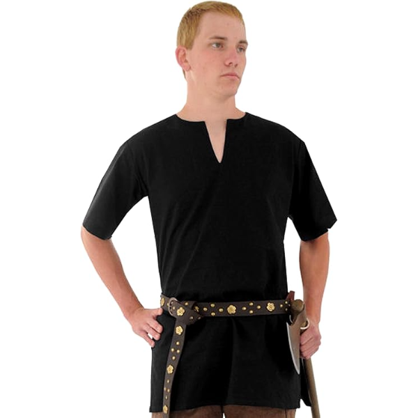 The Renaissance Medieval Roman/Greek Men’s Full sleeves cotton Black Tunic (Size-XXS-7XL)