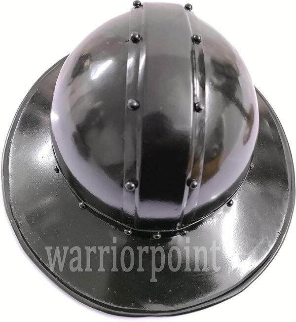 Metal Medieval Kettle Hat Black Finish Helmet With Leather Liner - Image 3