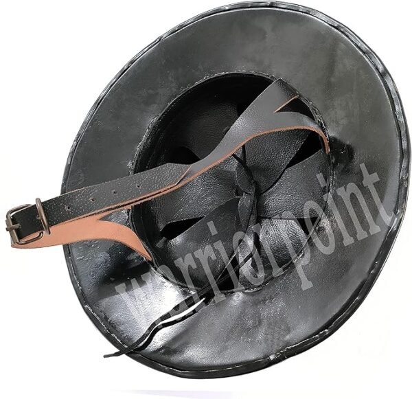 Metal Medieval Kettle Hat Black Finish Helmet With Leather Liner - Image 2