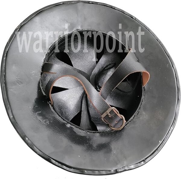 Metal Medieval Kettle Hat Black Finish Helmet With Leather Liner - Image 4